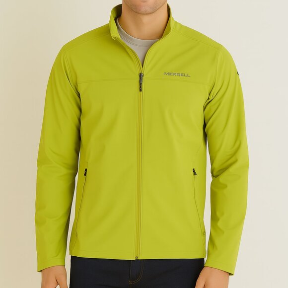 NWT Merrell Jacket Full Zip Softshell Yellow-Green Men's Medium - Picture 1 of 14